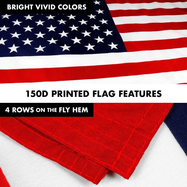 G128 Combo Pack: 5 Ft Tangle Free Aluminum Spinning Flagpole (White) & American USA Flag 2x3 Ft, LiteWeave Pro Series Printed 150D Polyester | Pole with Flag Included - Image 5