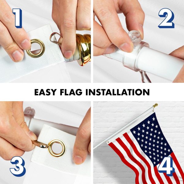 G128 Combo Pack: 5 Ft Tangle Free Aluminum Spinning Flagpole (White) & American USA Flag 2x3 Ft, LiteWeave Pro Series Printed 150D Polyester | Pole with Flag Included - Image 7