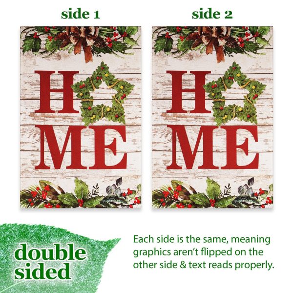 G128 Garden Flag Home Wreath on Rustic Wood | 12x18 Inch | Printed Blockout Polyester - Christmas Decoration - Image 3