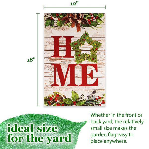 G128 Garden Flag Home Wreath on Rustic Wood | 12x18 Inch | Printed Blockout Polyester - Christmas Decoration - Image 4