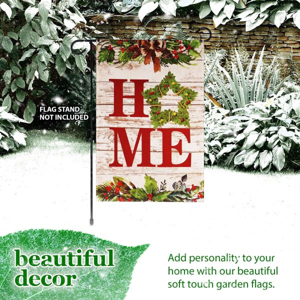 G128 Garden Flag Home Wreath on Rustic Wood | 12x18 Inch | Printed Blockout Polyester - Christmas Decoration - Image 8
