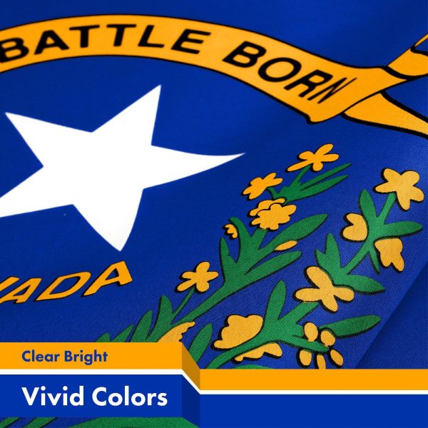 G128 10 Pack: Nevada NV State Flag | 3x5 Ft | LiteWeave Pro Series Printed 150D Polyester | Indoor/Outdoor, Vibrant Colors, Brass Grommets, Thicker and More Durable Than 100D 75D Polyester - Image 3