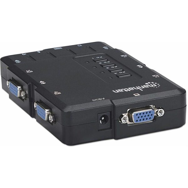 Manhattan KVM Switch Compact 4-Port, 4x USB-A, Cables included, Audio Support, Control 4x computers from one pc/mouse/screen, Black, Lifetime Warranty, Boxed - Image 5