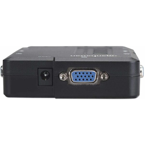 Manhattan KVM Switch Compact 4-Port, 4x USB-A, Cables included, Audio Support, Control 4x computers from one pc/mouse/screen, Black, Lifetime Warranty, Boxed - Image 8