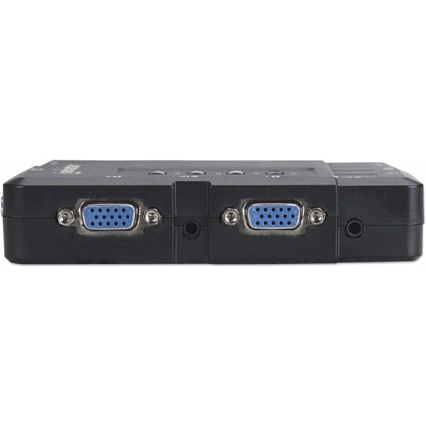 Manhattan KVM Switch Compact 4-Port, 4x USB-A, Cables included, Audio Support, Control 4x computers from one pc/mouse/screen, Black, Lifetime Warranty, Boxed - Image 9