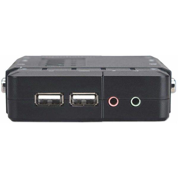 Manhattan KVM Switch Compact 4-Port, 4x USB-A, Cables included, Audio Support, Control 4x computers from one pc/mouse/screen, Black, Lifetime Warranty, Boxed - Image 11