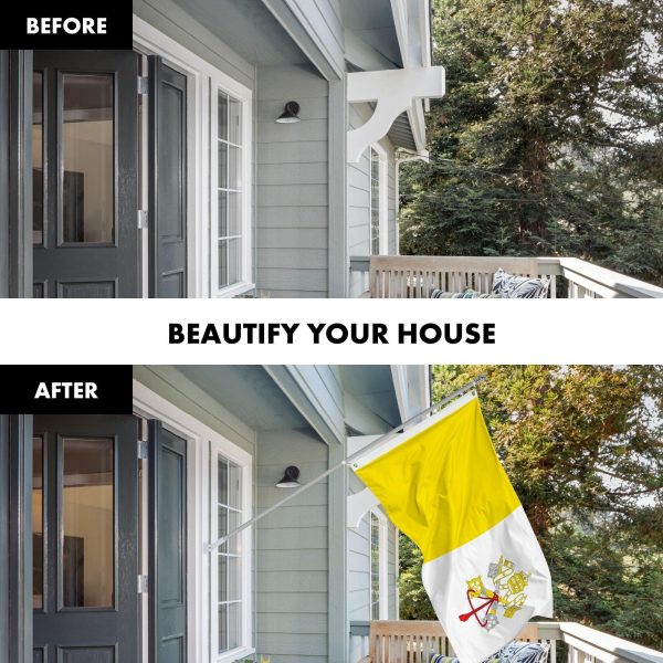 G128 Combo Pack: 6 Ft Tangle Free Aluminum Spinning Flagpole (Silver) & Vatican City Flag 3x5 Ft, LiteWeave Pro Series Printed 150D Polyester | Pole with Flag Included - Image 3