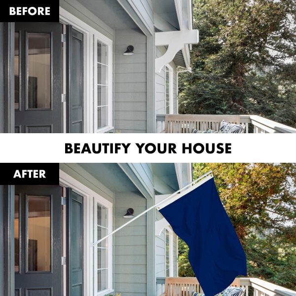 G128 Combo Pack: 6 Feet Tangle Free Spinning Flagpole (White) Solid Blue Flag 3x5 ft Printed 150D Brass Grommets (Flag Included) Aluminum Flag Pole - Image 3