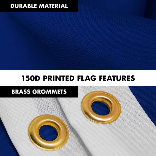 G128 Combo Pack: 6 Feet Tangle Free Spinning Flagpole (White) Solid Blue Flag 3x5 ft Printed 150D Brass Grommets (Flag Included) Aluminum Flag Pole - Image 4