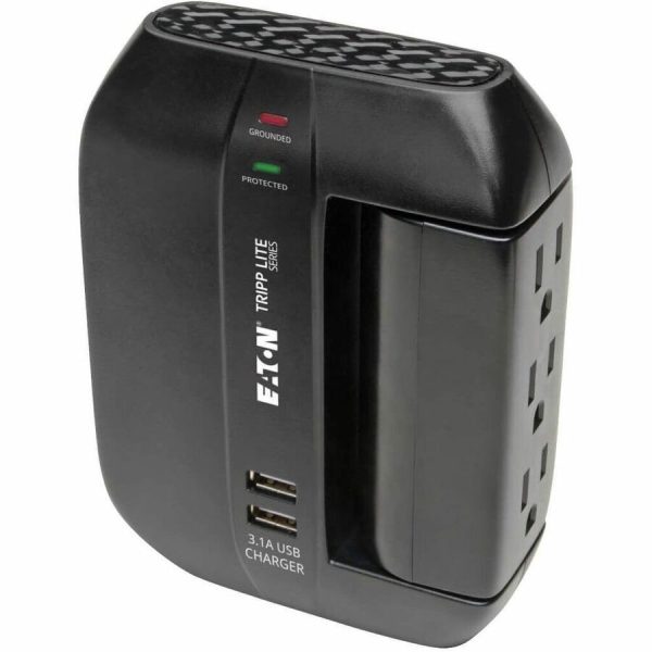 Eaton Tripp Lite Series Protect It! 6-Outlet Surge Protector with 3 Rotatable Outlets - Direct Plug-In, 1200 Joules, 2 USB Ports - Image 6
