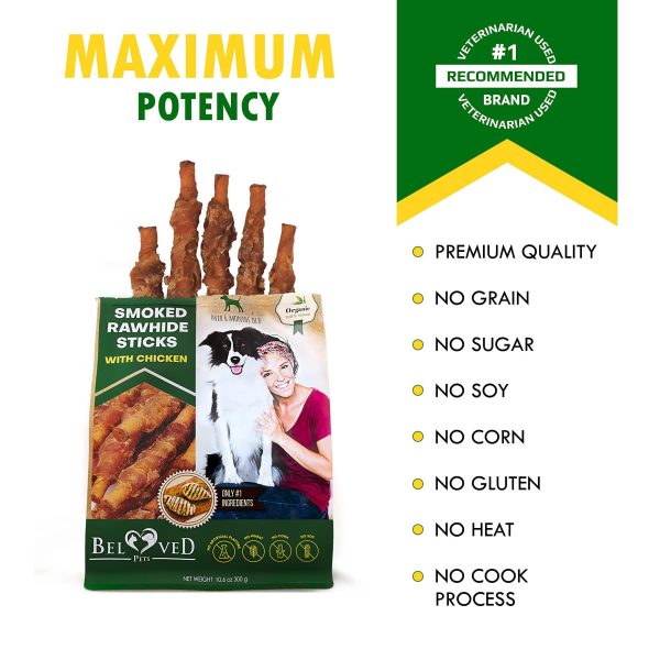 Dog Smoked Rawhide Sticks Wrapped Chicken & Pet Natural Chew Treats   Grain Free Organic Meat & Healthy Human Grade Dried Snacks in Bulk   Best Twists for Training Small & Large Dogs   Made for USA - Image 6