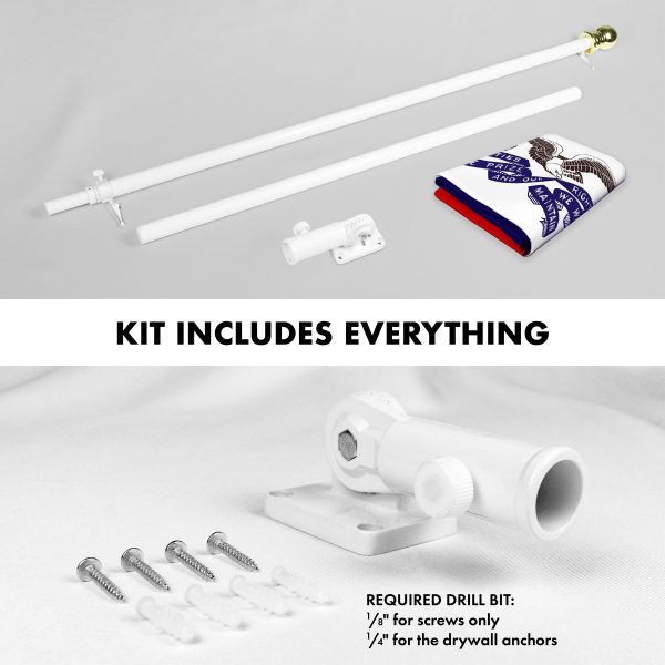 G128 Combo Pack: 6 Ft Tangle Free Aluminum Spinning Flagpole (White) & Iowa IA Deluxe State Flag 3x5 Ft, ToughWeave Series Embroidered 300D Polyester | Pole with Flag Included - Image 2