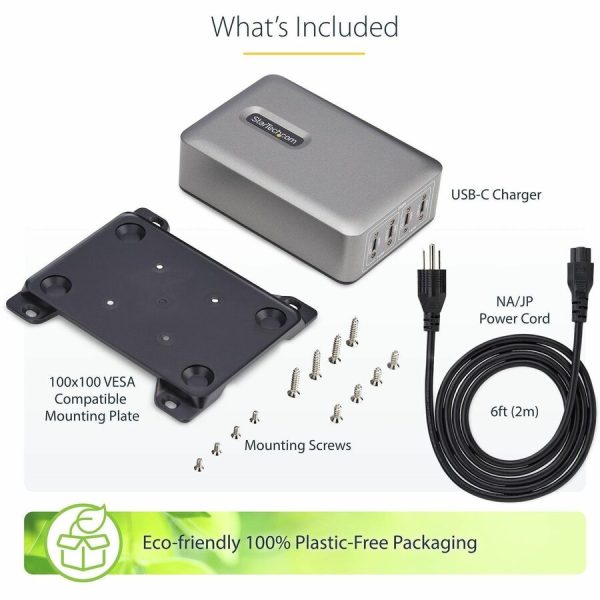StarTech.com 4-Port Multi-Device USB-C Charger, 240W Total, Single Port 140W EPR, Screw Locking Ports, Ideal for Boardrooms - Image 10