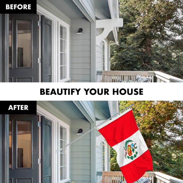 G128 Combo Pack: 6 Feet Tangle Free Spinning Flagpole (Silver) Peru Peruvian Flag 3x5 ft Printed 150D Brass Grommets (Flag Included) Aluminum Flag Pole - Image 3