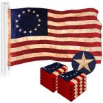 G128 10 Pack: Betsy Ross Tea-Stained Flag | 1x1.5 Ft | ToughWeave Pro Series Embroidered 420D Polyester | Historical Flag