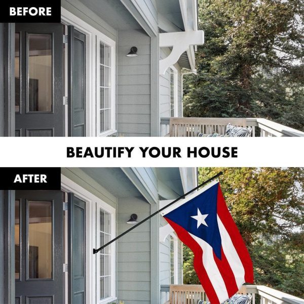 G128 Combo Pack: 6 Ft Tangle Free Spinning Flagpole (Black) & Puerto Rico Flag 3x5 Ft Embroidered 220GSM Spun Polyester, Brass Grommets (Flag Included) Aluminum Flag Pole - Image 3