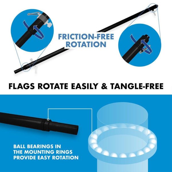 G128 Combo Pack: 6 Ft Tangle Free Spinning Flagpole (Black) & Puerto Rico Flag 3x5 Ft Embroidered 220GSM Spun Polyester, Brass Grommets (Flag Included) Aluminum Flag Pole - Image 9