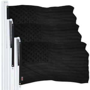 G128 3 Pack: All Black American USA US Flag 3x5 ft Embroidered Stars Sewn Stripes Brass Grommets