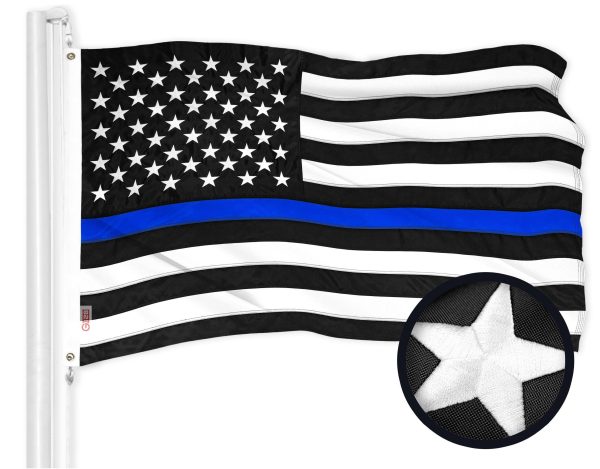 G128 Combo Pack: American USA Flag 16x24 In & Thin Blue Line Flag 16x24 In | Both ToughWeave Series Embroidered 300D Polyester, Embroidered Design, Indoor/Outdoor, Brass Grommets - Image 2