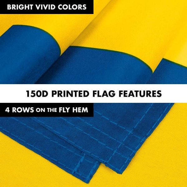 G128 Combo Pack: 6 Feet Tangle Free Spinning Flagpole (Black) Sweden Swedish Flag 3x5 ft Printed 150D Brass Grommets (Flag Included) Aluminum Flag Pole - Image 4