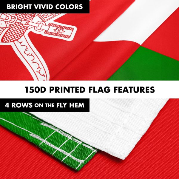 G128 Combo Pack: 6 Ft Tangle Free Spinning Flagpole (Silver) & Oman Flag 3x5 Ft Printed 150D Polyester, Brass Grommets (Flag Included) Aluminum Flag Pole - Image 5