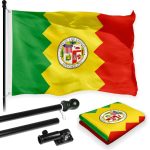 G128 Combo Pack: 6 Feet Tangle Free Spinning Flagpole (Black) Los Angeles City Flag 3x5 ft Printed 150D Brass Grommets (Flag Included) Aluminum Flag Pole