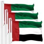 G128 3 Pack: United Arab Emirates Emirati Flag | 3x5 Ft | Printed 150D Polyester - Indoor/Outdoor, Vibrant Colors, Brass Grommets, Quality Polyester, Much Thicker More Durable Than 100D 75D Polyester