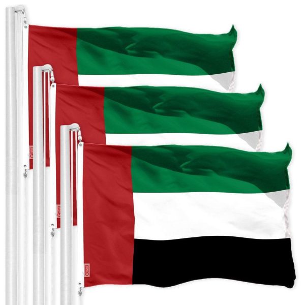 G128 3 Pack: United Arab Emirates Emirati Flag | 3x5 Ft | Printed 150D Polyester - Indoor/Outdoor, Vibrant Colors, Brass Grommets, Quality Polyester, Much Thicker More Durable Than 100D 75D Polyester