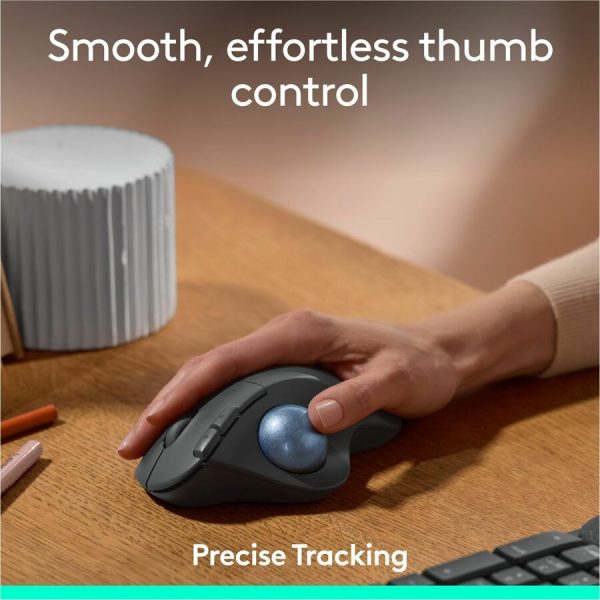 Logitech ERGO M575S Wireless Trackball Mouse, Wireless Ergonomic Mouse With Bluetooth and Encrypted Dongle, Comfortable Thumb Control, Precise and Smooth Tracking, for PC/Mac (Black+Blue Ball) - Image 9