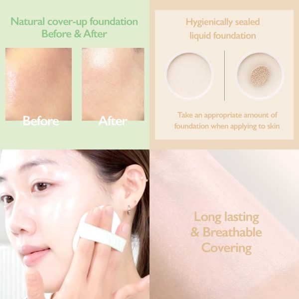 NOWATER Tea Tree Tone up Sun Cushion (SPF50  PA ) | No.23 | Cushion Foundation with UV Protection | Hyaluronic Acid Niacinamide | Korean Make up for face (0.88 fl.oz) (0.88 fl.oz) - Image 5