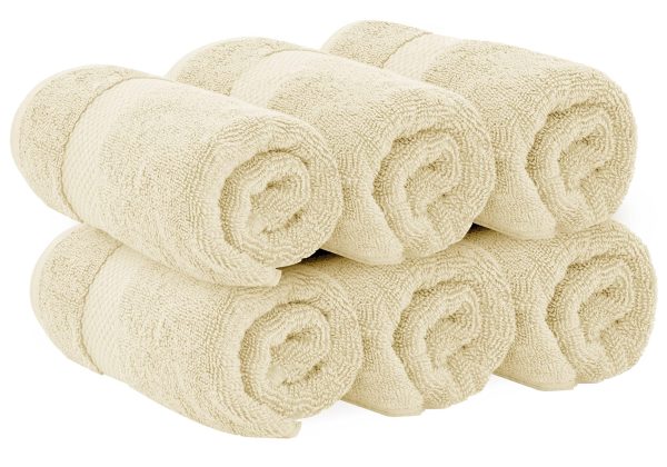 Luxury Hand Towels | Cotton Hotel spa Bathroom Towel | 16x30 | 6 Pack | Beige - Image 3