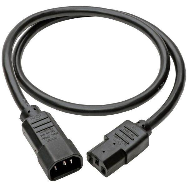 Eaton Tripp Lite Series Heavy-Duty PDU Power Cord, C13 to C14 - 15A, 250V, 14 AWG, 3 ft. (0.91 m), Black - Image 2