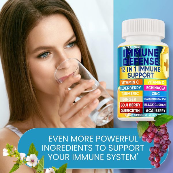 12 in 1 Premium Immune Defense Vitamins   Immune Supplement w  Vitamin D3 5000 IU Vitamin С 1000mg Zinс 50mg   Luxe Choice for Premium Immune Support   With Echinacea Elderberry and Ginger   120 Caps - Image 3