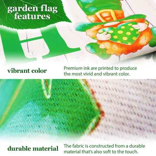 G128 Combo Pack: Garden Flag Stand Black 36 in x 16 in & Garden Flag Home St. Patrick's Day Decoration Gnome with Green Heart 12"x18" Double-Sided Blockout Fabric - Image 3