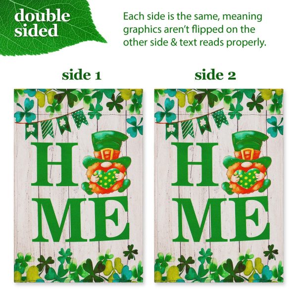 G128 Combo Pack: Garden Flag Stand Black 36 in x 16 in & Garden Flag Home St. Patrick's Day Decoration Gnome with Green Heart 12"x18" Double-Sided Blockout Fabric - Image 5