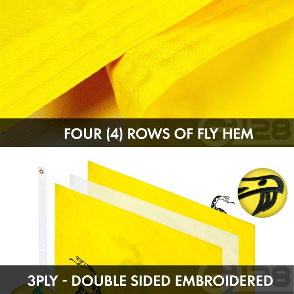 G128 Combo Pack: American USA Flag ToughWeave Series 20x30 In Single Sided & Gadsden Don't Tread On Me Flag Double Sided 20x30 In Double ToughWeave Series | Both Embroidered Polyester, Brass Grommets - Image 8
