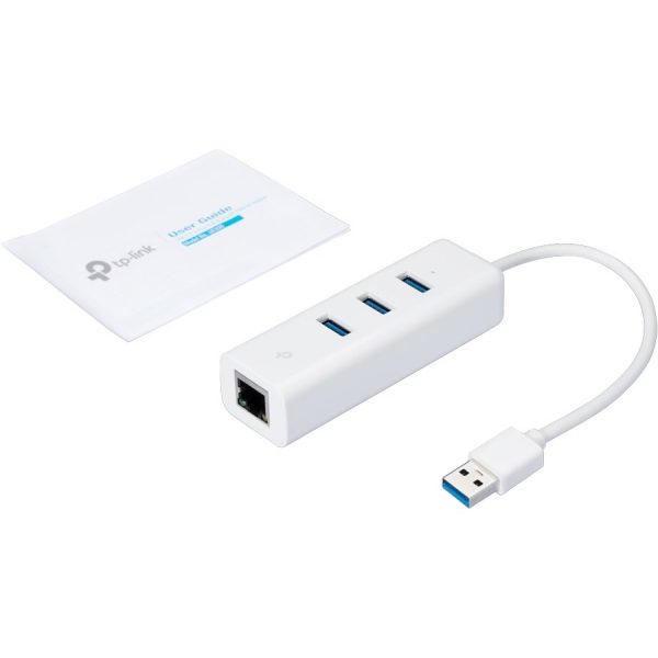 TP-Link (UE330) - USB 3.0 to Ethernet Adapter, Portable 3-port USB Hub with 1 Gigabit - Image 3