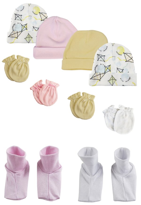 Baby Girls Caps, Booties And Mittens (pack Of 10) Nc_0354