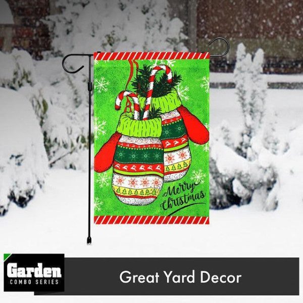 G128 Combo Pack: Garden Flag Stand Black 36x16 Inch & Garden Flag Merry Christmas Mittens 12x18 Inch - Image 9