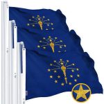 G128 3 Pack: Indiana IN State Flag | 2x3 Ft | StormFlyer Series Embroidered 220GSM Spun Polyester | Embroidered Design, Indoor/Outdoor, Brass Grommets, Heavy Duty, All Weather