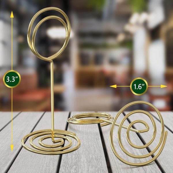 10 Pack Table Number Holders for Wedding   Gold Place Card Holder   Table Sign Holders   Picture   Photo Holders for Tables   Mini Table Number Stands Gold   Small Gold Table Number Holders Clip Stand - Image 5