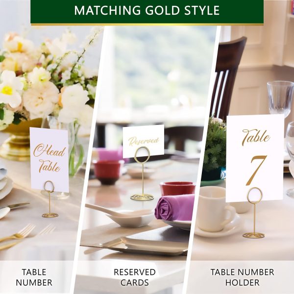 10 Pack Table Number Holders for Wedding   Gold Place Card Holder   Table Sign Holders   Picture   Photo Holders for Tables   Mini Table Number Stands Gold   Small Gold Table Number Holders Clip Stand - Image 6