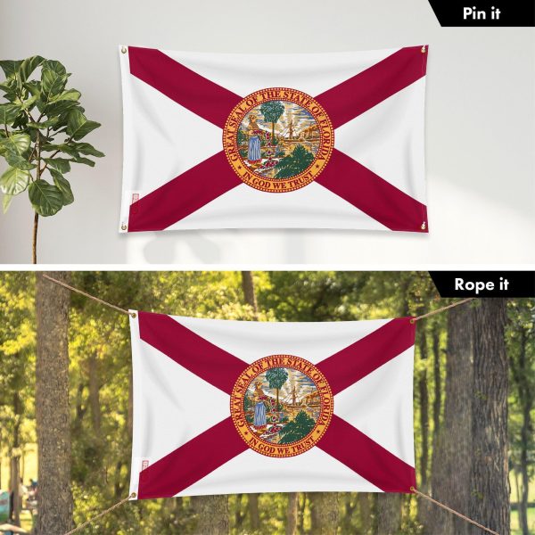 G128 Combo Pack: 6 Ft Tangle Free Aluminum Spinning Flagpole (White) & Florida FL State Flag 3x5 Ft, LiteWeave Pro Series Printed 150D Polyester, 4 Corner Brass Grommets | Pole with Flag Included - Image 6