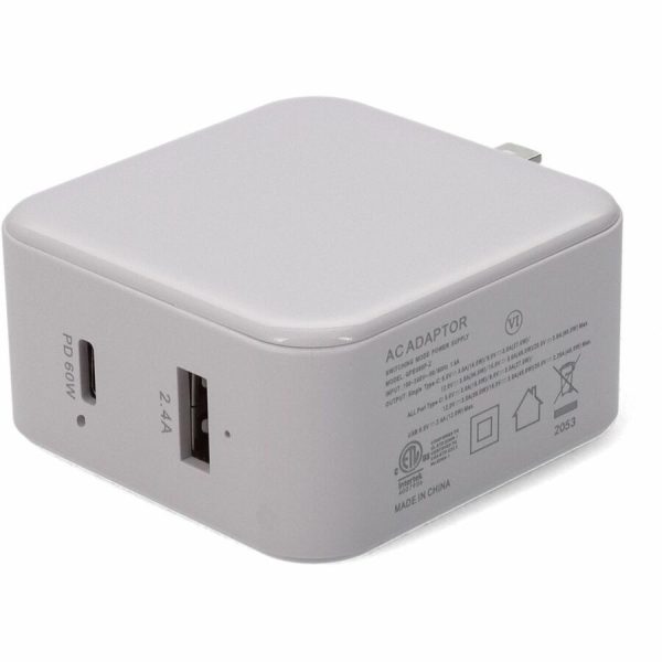 AddOn Wall Plug to USB 3.1 Type (C) 15V at 3A, or 20V at 3A 60W total for US White