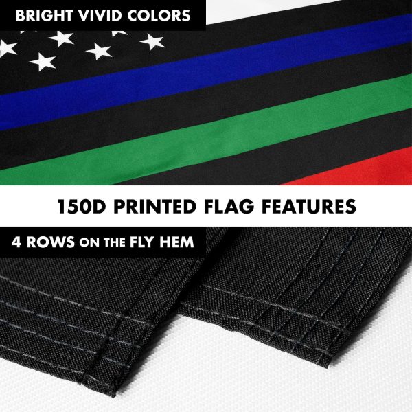 G128 Combo Pack: Flag Pole 6 FT White Tangle Free & Thin Blue Green Red Line Flag 3x5 FT Brass Grommets Printed Polyester (Flag Included) Aluminum Flag Pole - Image 5