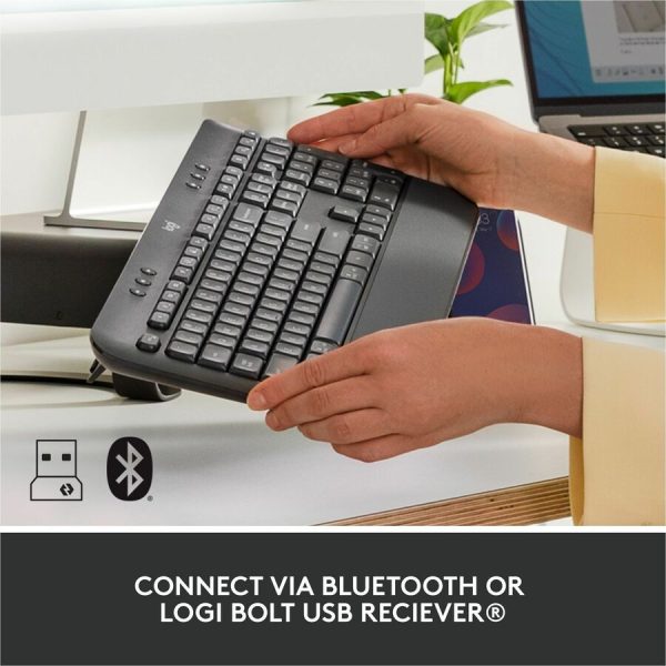Logitech Signature K650 Comfort Full-Size Wireless Keyboard with Wrist Rest, BLE Bluetooth or Logi Bolt, Graphite - Image 4