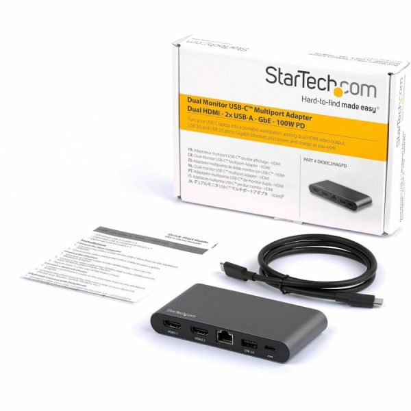 StarTech.com USB C Dock - 4K Dual Monitor HDMI USB-C Docking Station - 100W Power Delivery Passthrough, GbE, 2x USB-A - Multiport Adapter - Image 6