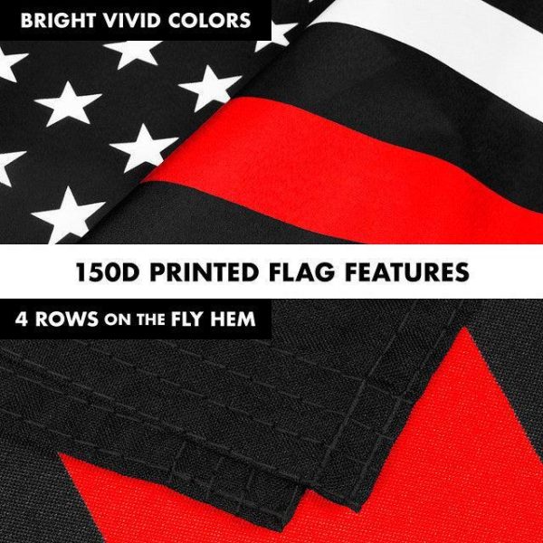 G128 Combo Pack: 6 Feet Tangle Free Spinning Flagpole (Black) Thin Red Line Flag 3x5 ft Printed 150D Brass Grommets (Flag Included) Aluminum Flag Pole - Image 5