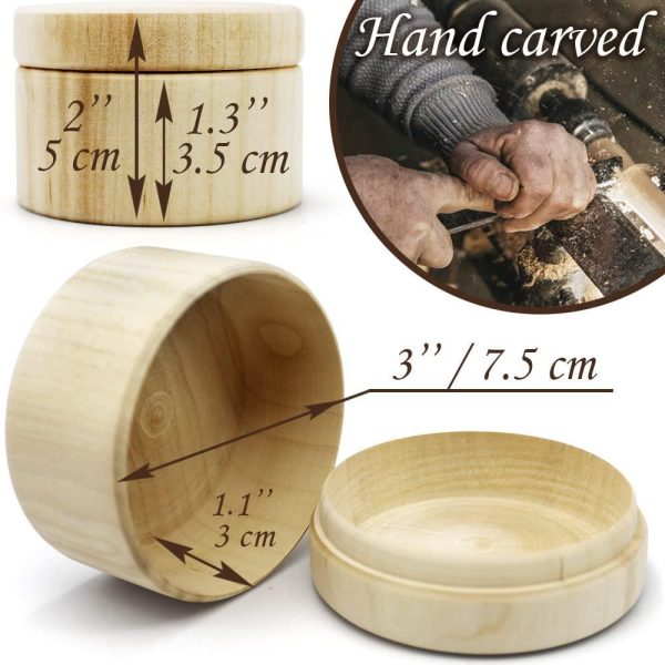 3pcs 2.75''x1.95'' Small Unpainted Wooden Round Boxes with Lid   Mini Wood Box for Crafts   Wooden Unfinished DIY Set Storage Trinket Boxes Container   Blank Wood Crafts to Paint - Image 3