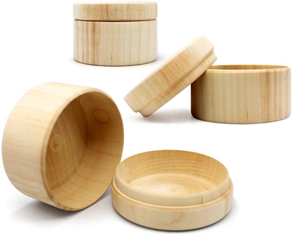 3pcs 2.75''x1.95'' Small Unpainted Wooden Round Boxes with Lid   Mini Wood Box for Crafts   Wooden Unfinished DIY Set Storage Trinket Boxes Container   Blank Wood Crafts to Paint - Image 4